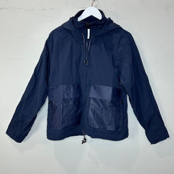 Cole Haan Nylon Rubberized Pocket Windbreaker Jacket Navy Women's Size Small NWT - Picture 1 of 13